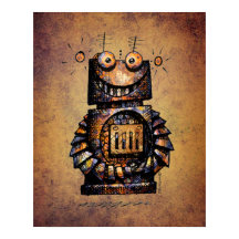 Arte Robô Engraçado Rusty Steampunk