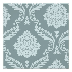 Pôster Arte Rococó Damask I Azul Ovo de Pato+Turquesa