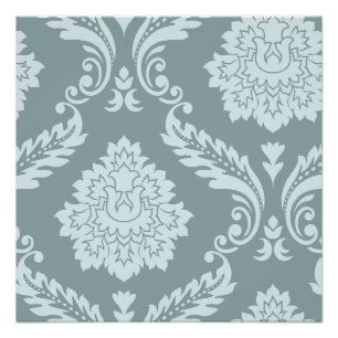 Pôster Arte Rococó Damask I Azul Ovo de Pato+Turquesa