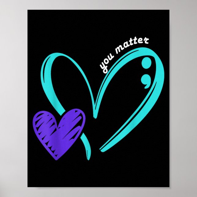 Poster Arte Roxa Azul de Consciência de Prevenção de Prob (Frente)