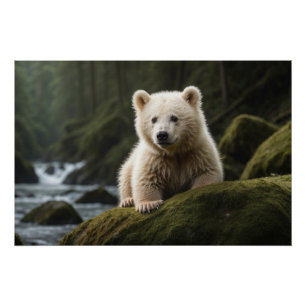 Pôster Arte Selvagem do Urso Branco