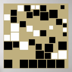 Poster Arte sem costura com padrão preto e branco retrô