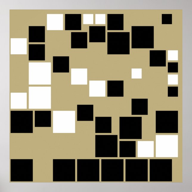 Poster Arte sem costura com padrão preto e branco retrô (Frente)