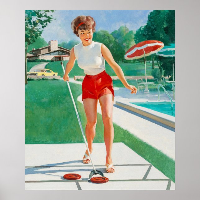 Poster Arte Shuffleboar Reproduzindo Pin-Up (Frente)