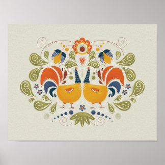 Poster Arte Slavic Folk Rooster Simples