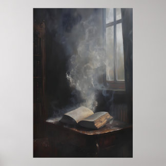 Poster Arte Sombria de Livro Antigo da Academia, Gótico