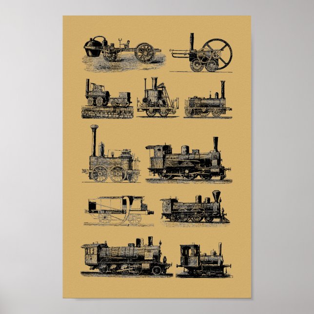 Poster Arte "Steampunk" da Locomotiva de Motor a Vapor An (Frente)