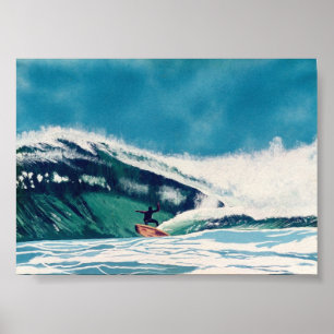 Poster Arte surfando de Baja California da onda do mar