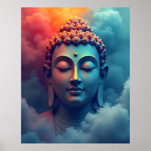 Poster Arte Surrealista Abstrata Colorida Buda Sereno