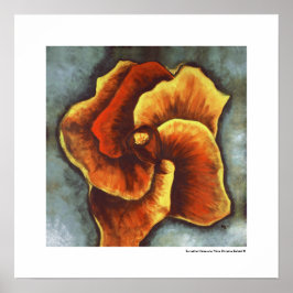 Poster Arte Surrealista Flor Laranja Mão Pétala Paisagem