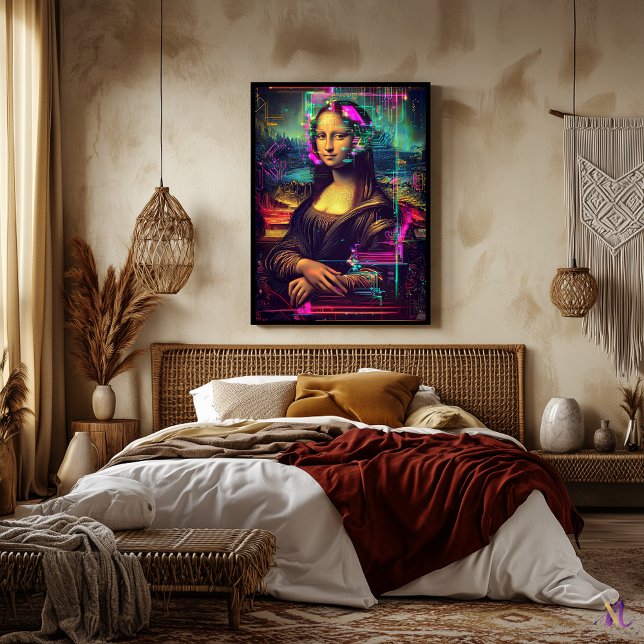 Poster Arte Synthwave Cyberpunk da Mona Lisa (Criador carregado)