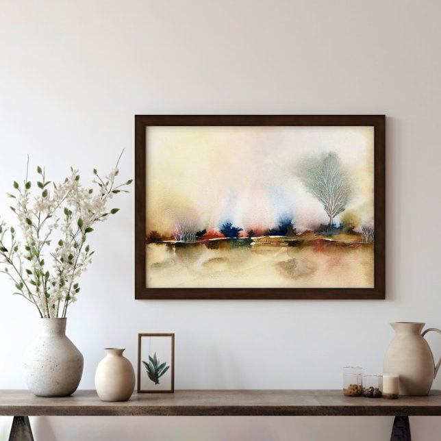 Poster Arte Terrestre Abstrato Surreal (Surreal Abstract Landscape with wooden frame (for illustration only, select on Frames & Hardware) )