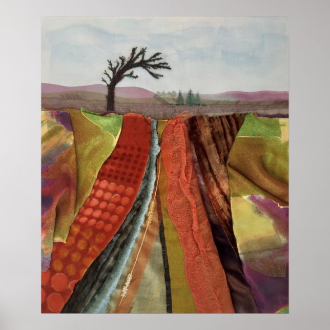 Poster Arte Têxtil de Paisagem Rústica (Frente)