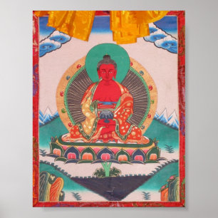 Poster Arte Thangka do Buda Amitabha Budista Tibetano