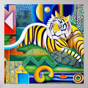 Poster Arte Tigre Contemporânea - Decoração Capturante do