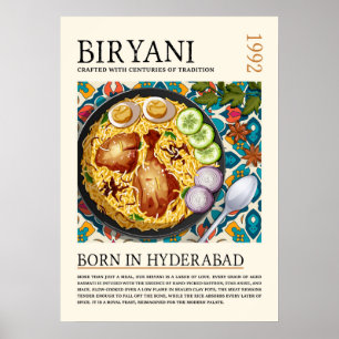Poster Arte Tradicional Vintage de Biryani Hyderabadi