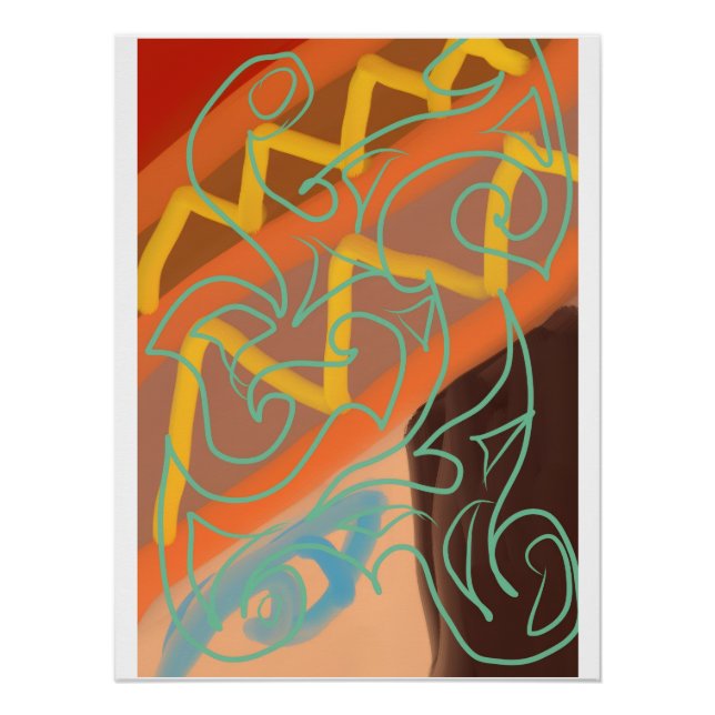 Pôster Arte tribal abstrata de Roger Whiteside (Frente)