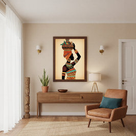 Poster Arte Tribal Africana Mulher Carregando Pote