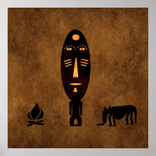 Poster Arte tribal africano abstrato contemporâneo vintag