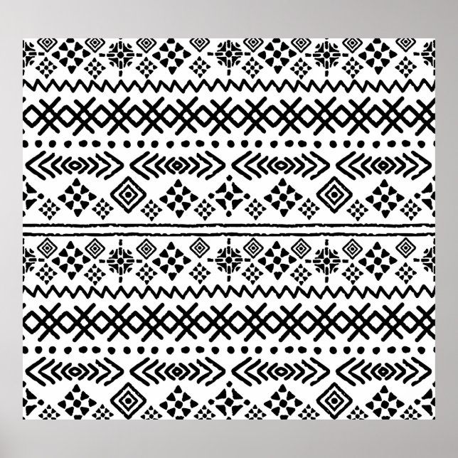 Poster Arte tribal boho: geométrico sem costura. (Frente)