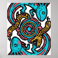 Arte Tribal da Batalha do Deus Asteca Xolotl com o
