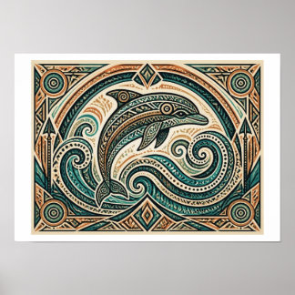 Poster Arte tribal de golfinho