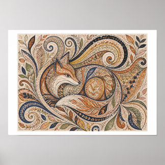 Poster arte tribal de raposa