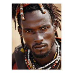 Pôster Arte Tribal para um Homem Africano