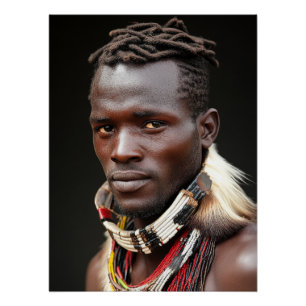 Pôster Arte Tribal para um Homem Africano