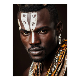 Pôster Arte Tribal para um Homem Africano