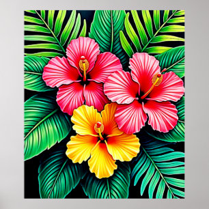 Poster Arte Tropical de Hibiscus Vibrant