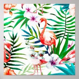 Poster Arte tropical flamingo