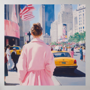 Poster Arte Urbana Vibrante com Charme Clássico de Nova Y