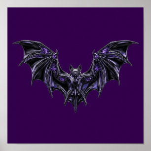 Poster Arte Vampira Cristal Roxo Metal Líquido Gótico