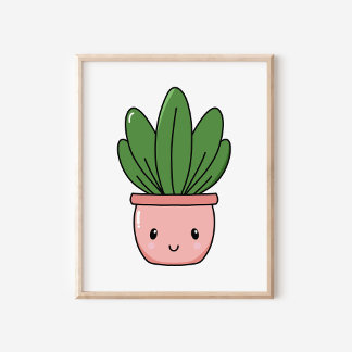 Poster Arte vegetal de Kawaii, Cute Desenhado à Mão