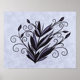 Poster Arte vegetal gótica - Rodovalho Floral preto e rox