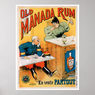 Pôster Arte velha do anúncio da bebida do vintage do rum