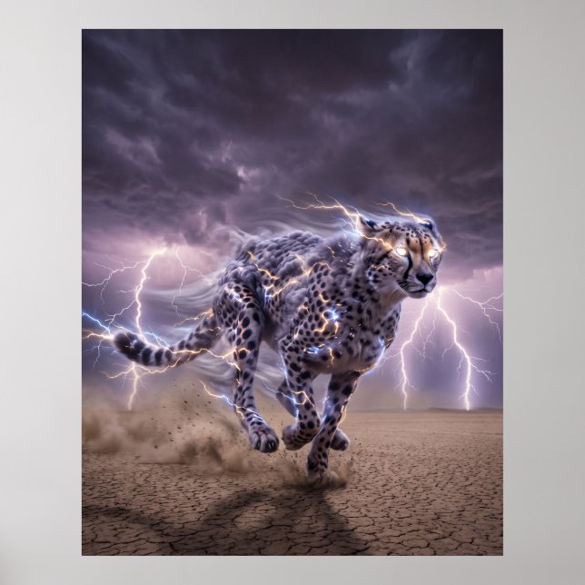 Poster Arte Velocidade Relâmpago Cheetah Trovoada (Frente)