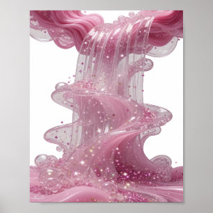 Poster Arte Vestível de Cachoeira de Brilho Rosa Prata Fr