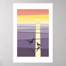 Arte vetorial de aves marinhas laranja roxo na cos