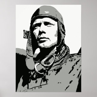 Poster Arte vetorial em escala de cinza: Charles Lindberg