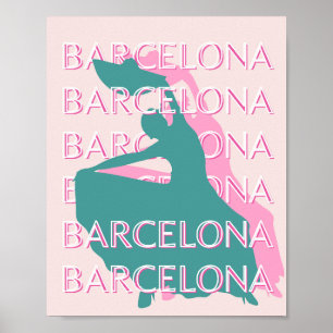 Poster Arte Viagem de Barcelona, Espanha, Viagem