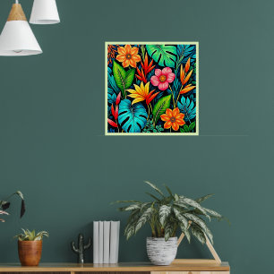 Poster Arte Vibrante de Flora Tropical