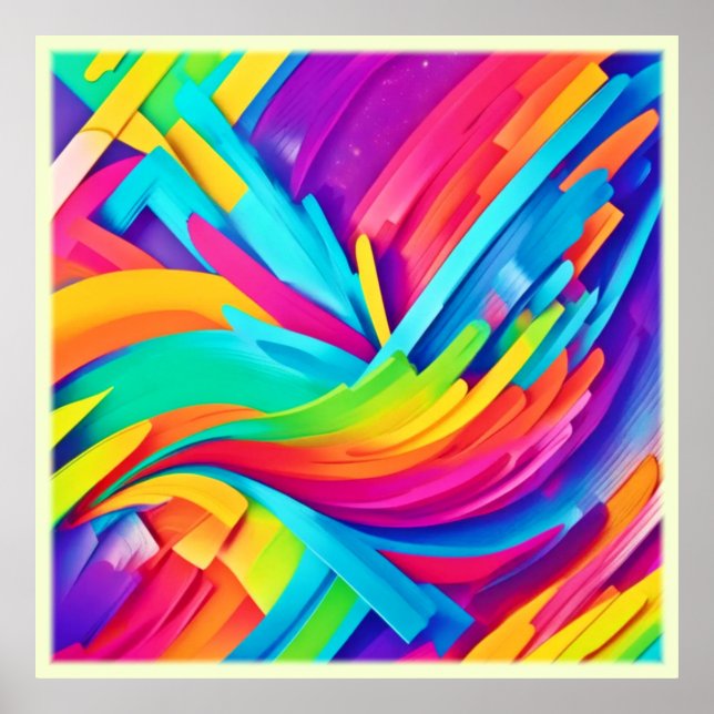Poster Arte Vibrante de Formas Abstrato (Frente)