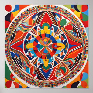 Poster Arte Vibrante de Mandala Geométrica