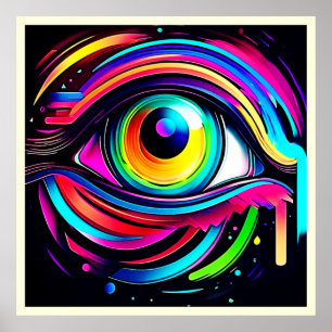 Poster Arte Vibrante de Olho Psicodélico