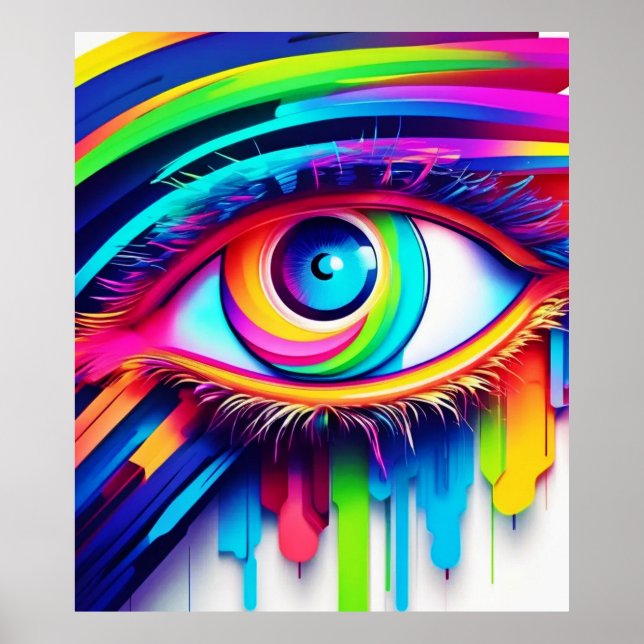 Poster Arte Vibrante do Olho Arco-Íris (Frente)