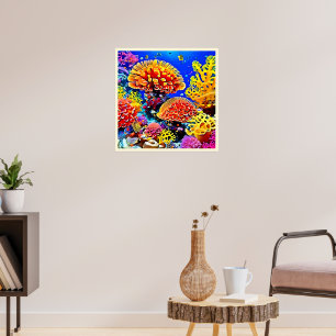 Poster Arte Vibrante do Recife de Coral do Mar