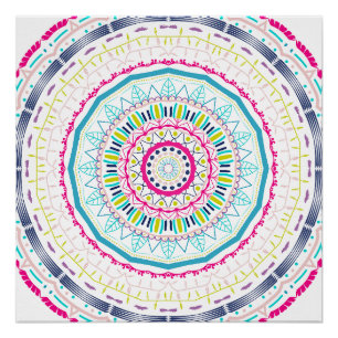 Pôster Arte Vibrante e Colorida de Mandala