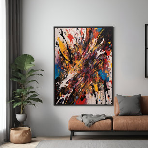Pôster Arte vibrante expressionista de ação dinâmica por